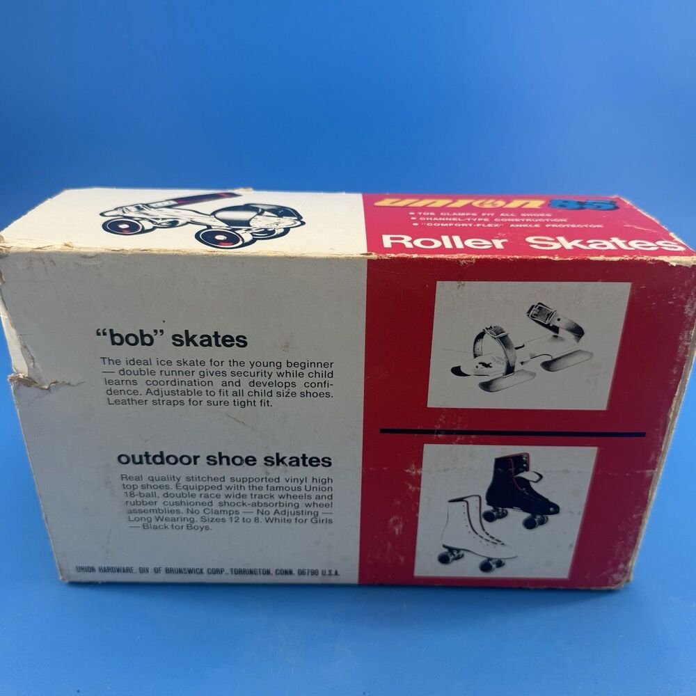 Vintage 60's UNION 85 Metal Adjustable Roller Skates Leather Straps Key Kids 1-9 - Picture 7 of 9